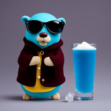 Go Blue Gopher with a jersey and a Juliet glass.