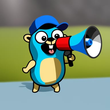 Go Blue Gopher embodies the essence of our application with its keen, alert expression, symbolizing its role in monitoring events and changes. Go Blue Gopher holds a megaphone, representing its duty to notify users promptly about important updates.