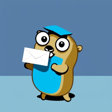 Go Blue Gopher holding an envelope.