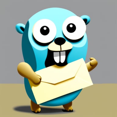 Go Blue Gopher holding an envelope.