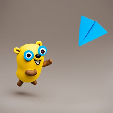Go Blue Gopher throwing paper plane