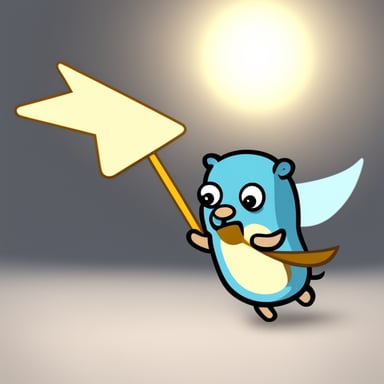 Go Blue Gopher throwing a white paper plane.