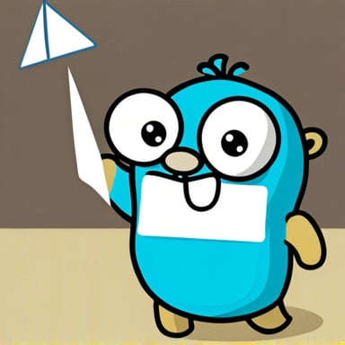 Go Blue Gopher throwing a white paper plane.