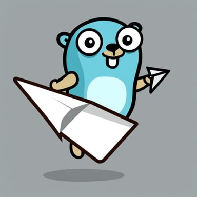 Go Blue Gopher throwing a white paper plane.