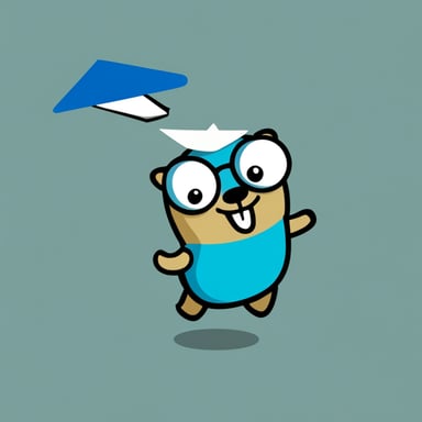 Go Blue Gopher throwing a white paper plane.