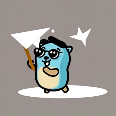 Go Blue Gopher throwing a white paper plane.