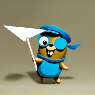 Go Blue Gopher throwing a white paper plane.