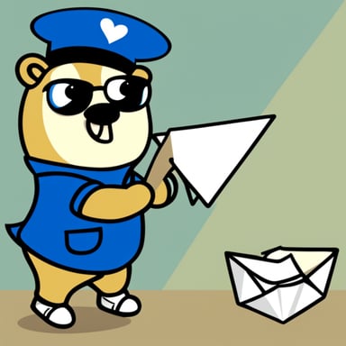 Go Blue Gopher throwing a white paper plane.