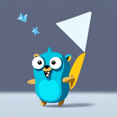 Go Blue Gopher throwing a white paper plane.