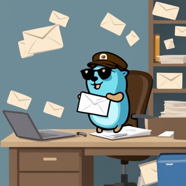 Go Blue Gopher manages the mail efficiently.