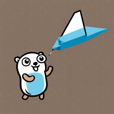 Go Blue Gopher throwing a white paper plane.