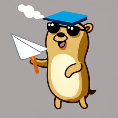 Go Blue Gopher throwing a white paper plane.