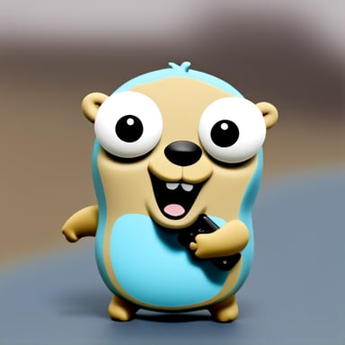 A selfie picture of Go Blue Gopher where its arm is visibly holding the camera