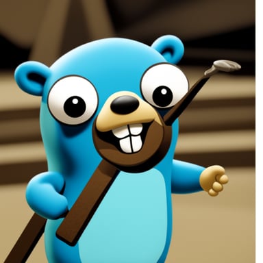 A selfie picture of Go Blue Gopher where its arm is visibly holding the camera