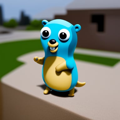 A selfie picture of Go Blue Gopher where its arm is visibly holding the camera