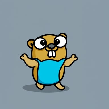 Go Blue Gopher panicked with plain white background.