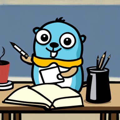 Go Blue Gopher writing a blog
