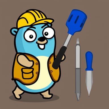 go blue gopher as engineering gopher with a screwdriver