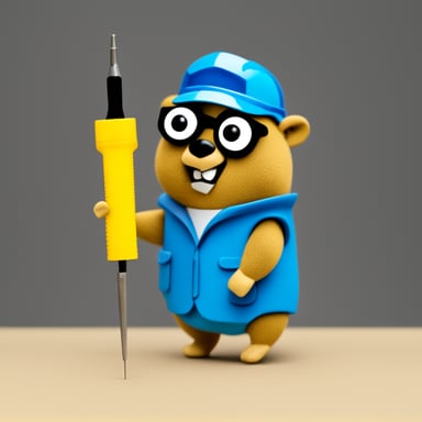 go blue gopher as engineering gopher with a screwdriver