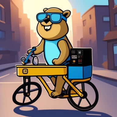 Go Blue Gopher generating electricity via pedaling a generator connected to a bike.