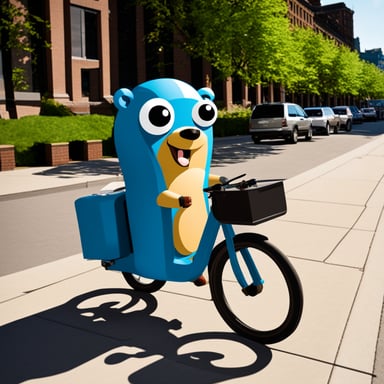 Go Blue Gopher generating electricity via pedaling a generator connected to a bike.