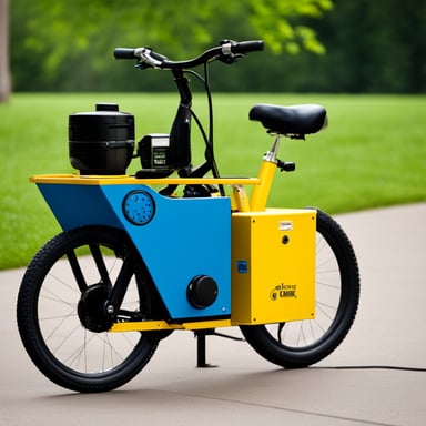 Go Blue Gopher generating electricity via pedaling a generator connected to a bike.