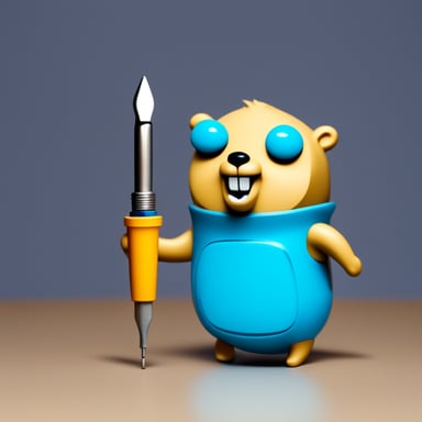 Go Blue Gopher having fun with a screwdriver.