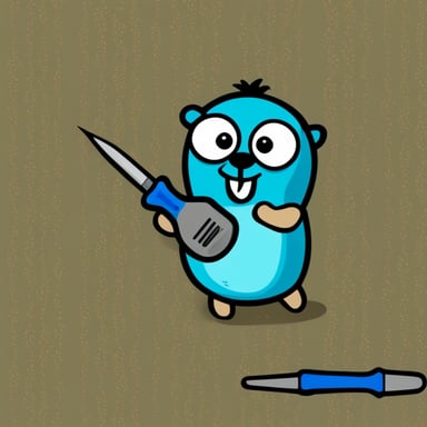Go Blue Gopher having fun with a screwdriver.