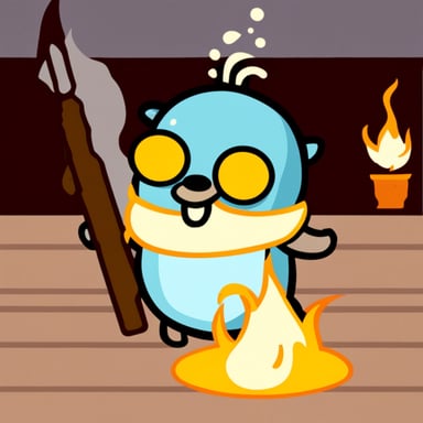 Go Blue Gopher on fire