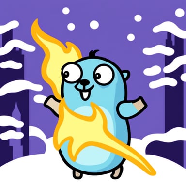 Go Blue Gopher on fire