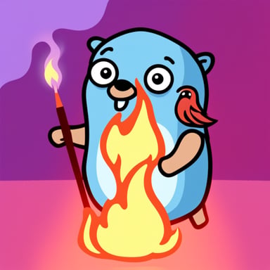 Go Blue Gopher on fire