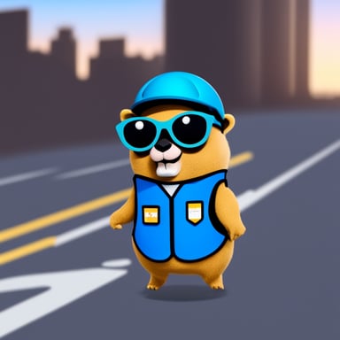 Go Blue Gopher with hacker glasses wearing a traffic vest.
