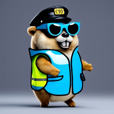 Go Blue Gopher with hacker glasses wearing a traffic vest.