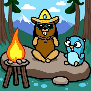 Go Blue Gopher as a Native American sitting around a campfire meditating.