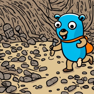 A maniac go blue gopher chasing a group of children with a wrench.