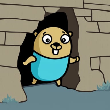 Go Blue Gopher entering through a solid wall.