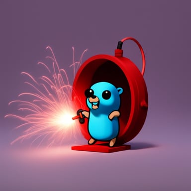 Go Blue Gopher cutting the red wire on an explosive device.
