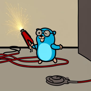 Go Blue Gopher cutting the red wire on an explosive device.