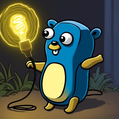Go Blue Gopher trying to connect to big energized, sparking, and lighting wires.