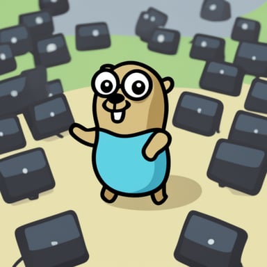 Go Blue Gopher as President Golang Gopher talking to the masses.