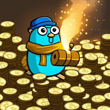 Go blue gopher shoveling a mountain of money into a furnace.