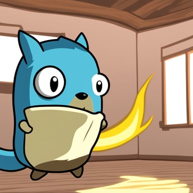 Go Blue Gopher programming in a room with 4 Naruto's Kyuubi tails going out from him.