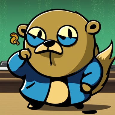 Go Blue Gopher, designed in 2D, features the default body color with an angry expression. It's seen programming at a desktop, distinctively sporting 4 Naruto-style Kyuubi tails against a default background.