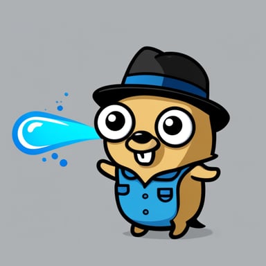 Go Blue Gopher as a 2D mascot with a transparent background for the product FLflow (Federated Learning Flow) for machine learning.