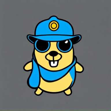 Create a go blue gopher mascot with a security hat.