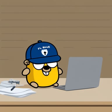 Design a security hat for Go Blue Gopher with the text FL on it.
