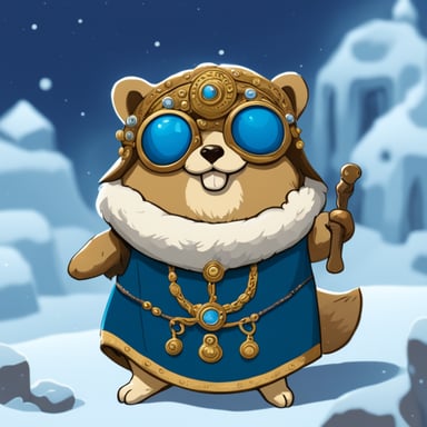 Go Blue Gopher as a rodent citizen of Ancient Greece in snowy chiton.