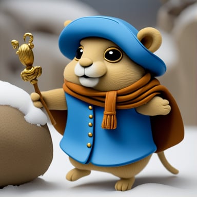 Go Blue Gopher as a rodent citizen of Ancient Greece in snowy chiton.