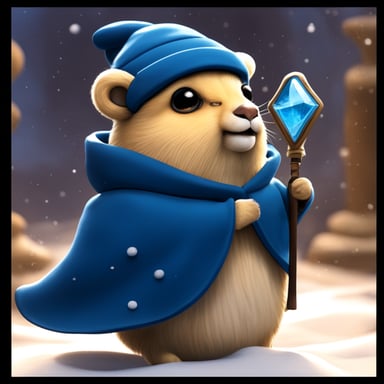 Go Blue Gopher as a rodent citizen of Ancient Greece in snowy chiton.