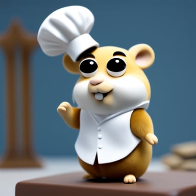 Go Blue Gopher as Socrates the Hamster in a white tunic thinking about something